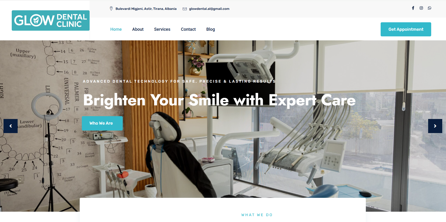 Glow Dental Clinic website
